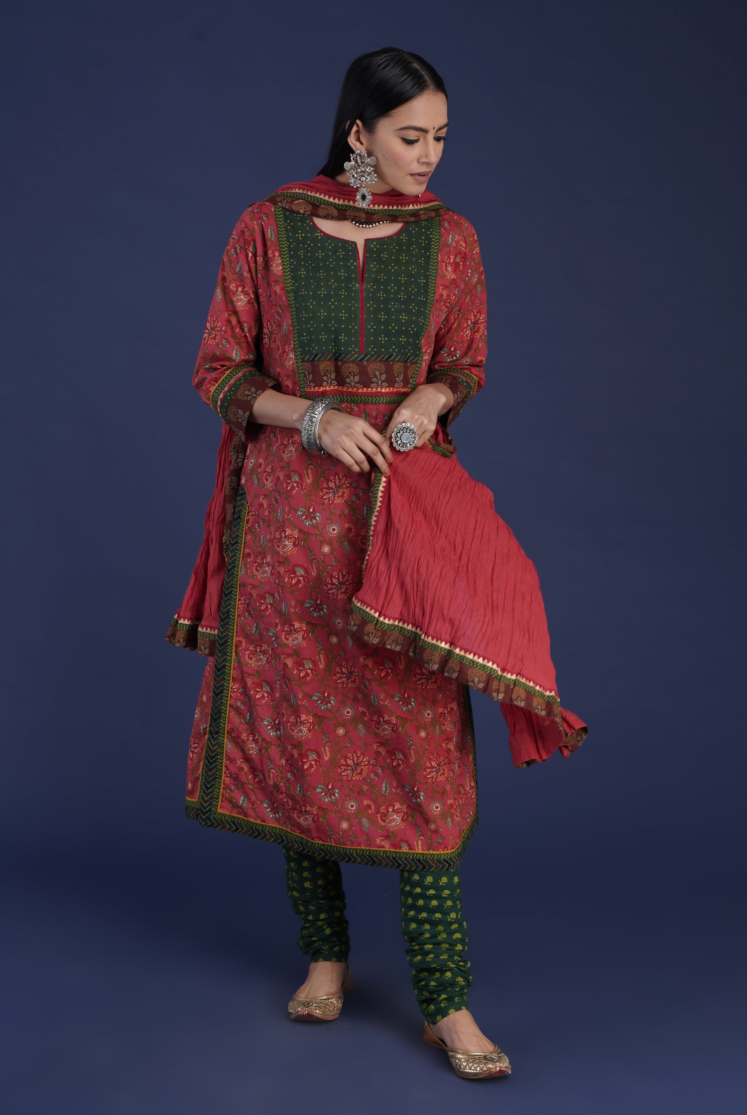 Rozana Cotton Dupatta Peach Red (6870141370415)