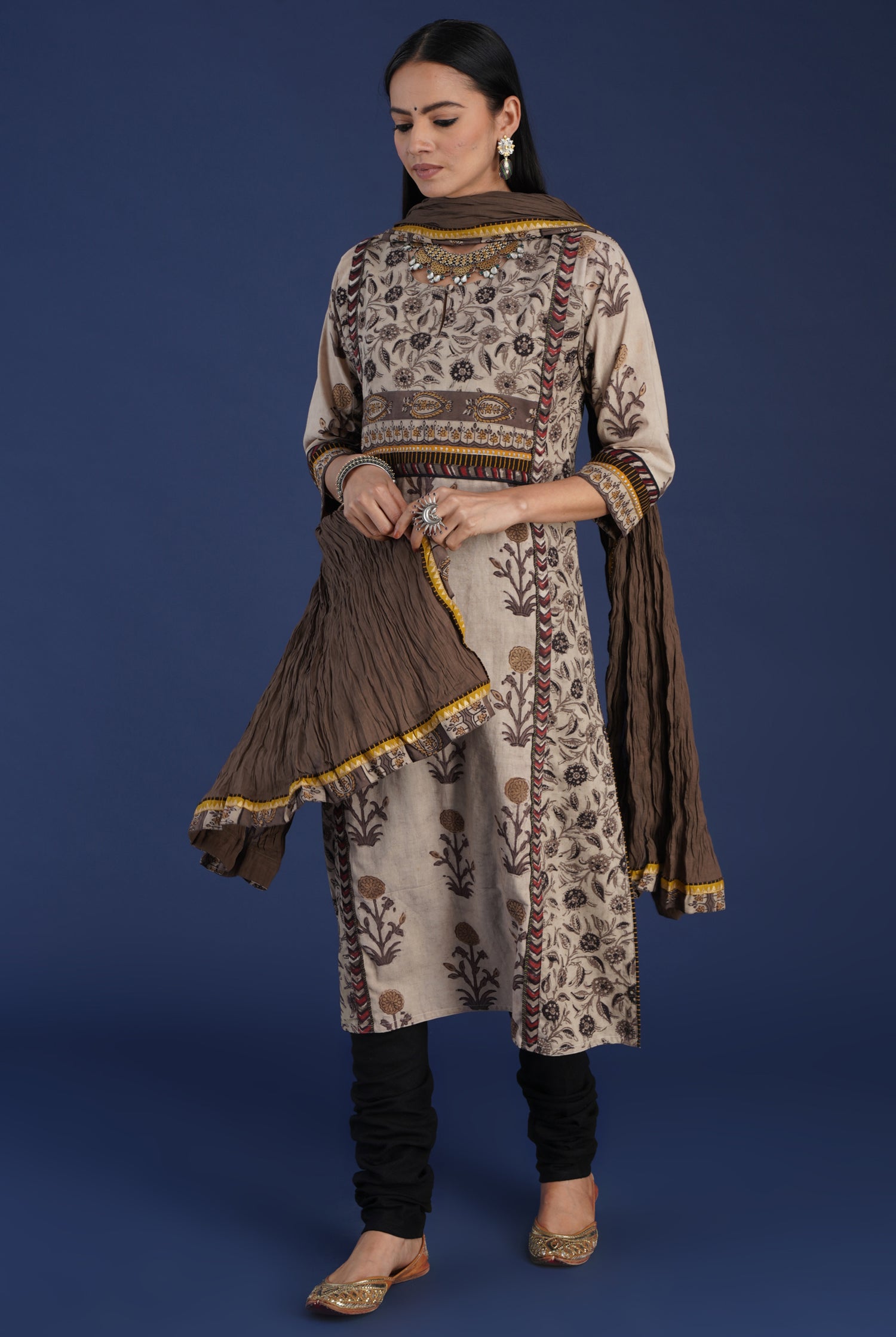 Rozana Cotton Dupatta Beige (6870141435951)