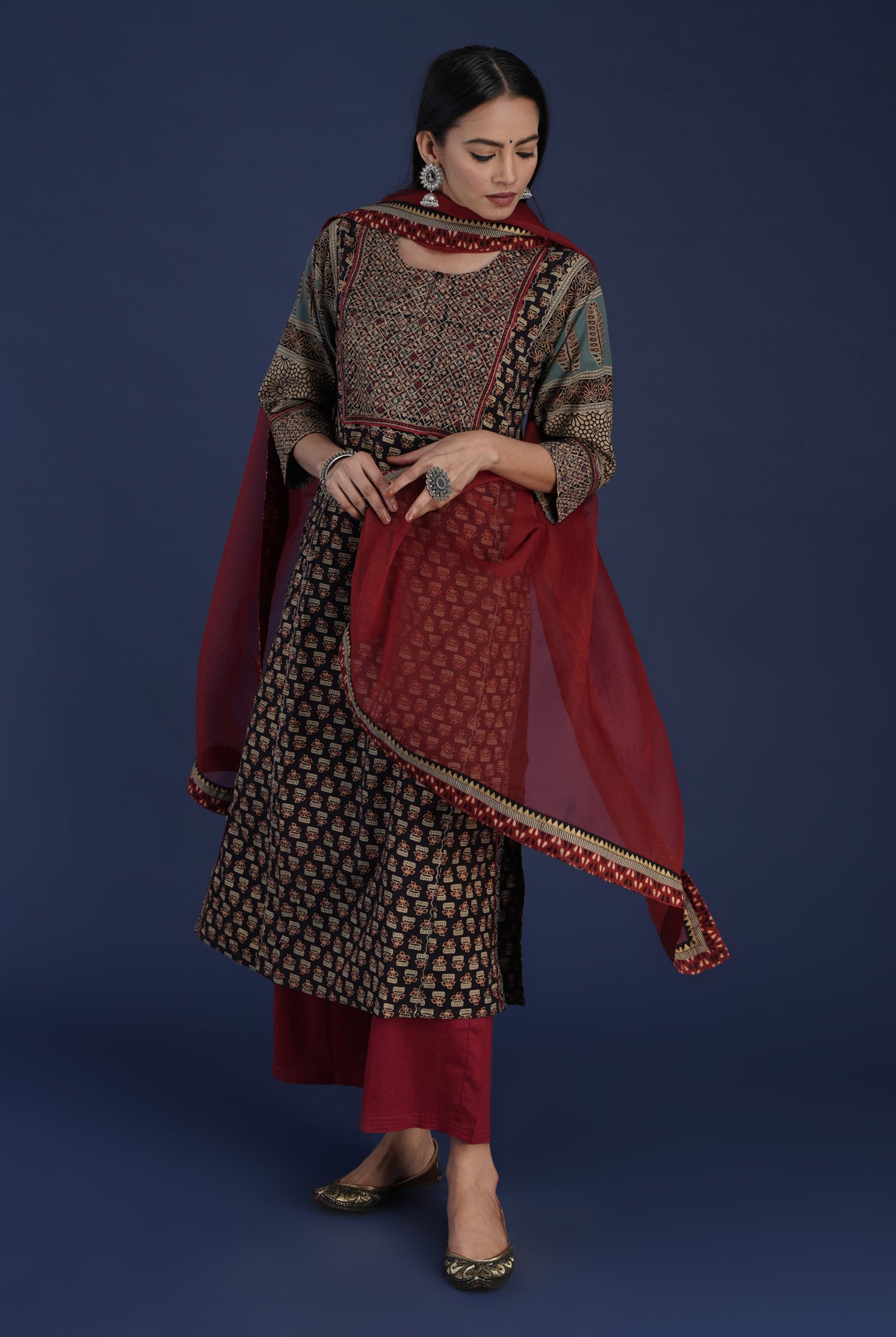 Rozana Chiffon Dupatta Maroon (6872522620975)