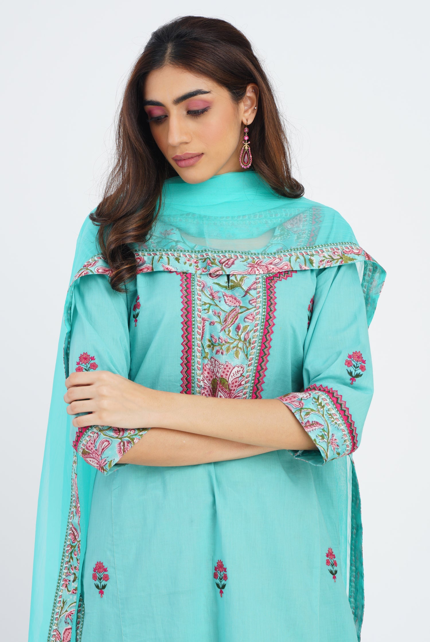 Rozana Chiffon Dupatta Aqua (7087176187951)