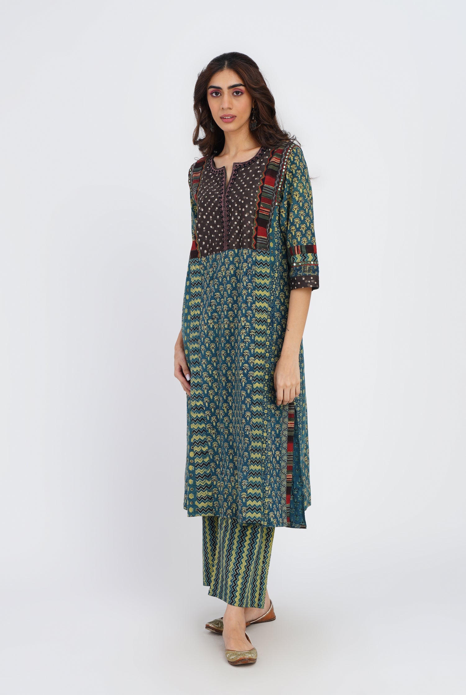 Kashi Kurta Grey Bottle Green (7083274305583)