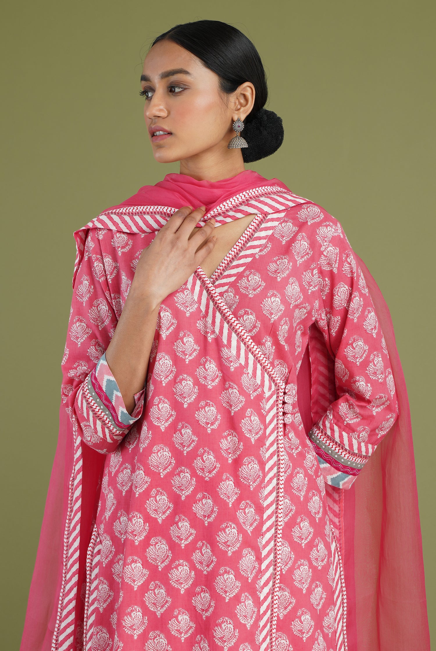 Angrakha Kurta Pink White (6906582433839)