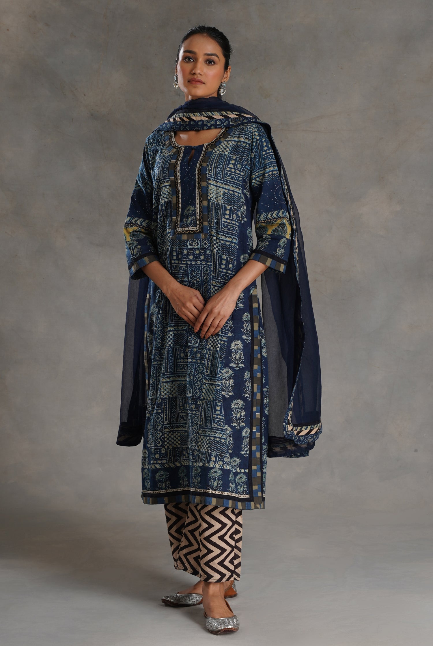 Rozana Chiffon Dupatta Indigo (7021027360815)