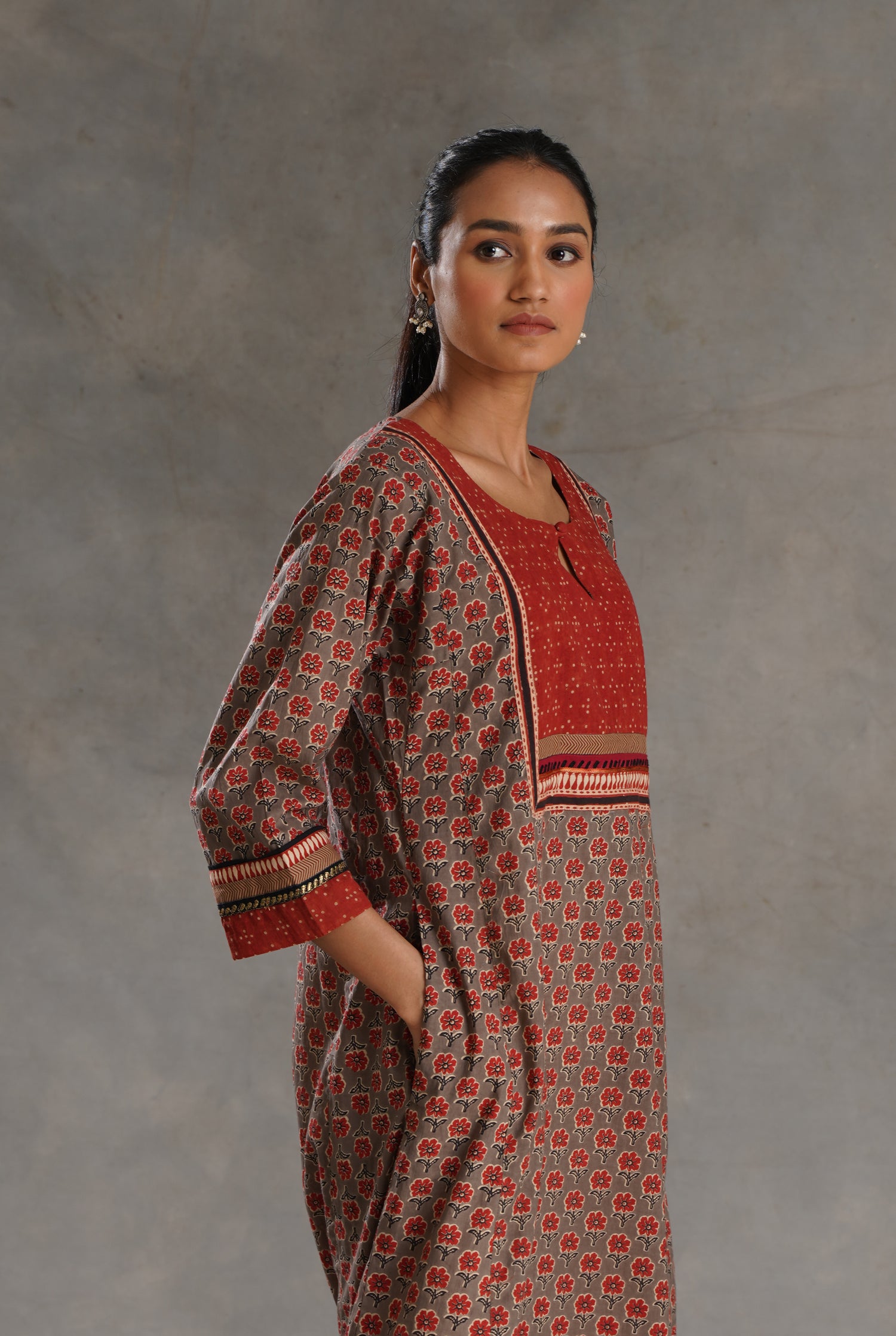 Yoke Caftan Grey Rust (7019781292079)