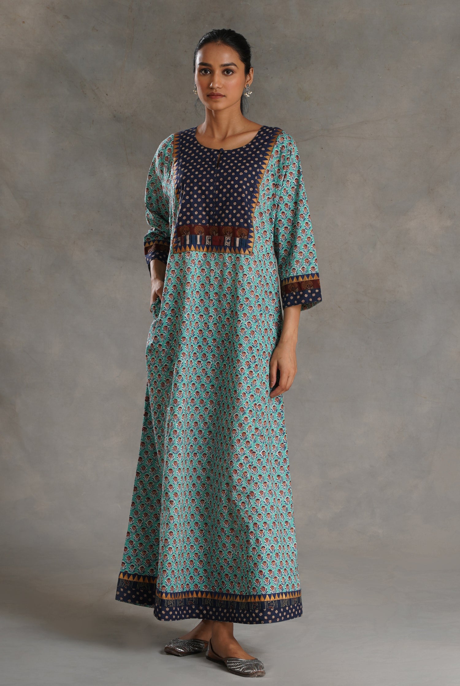 Yoke Caftan Sea Green Indigo (7019779227695)