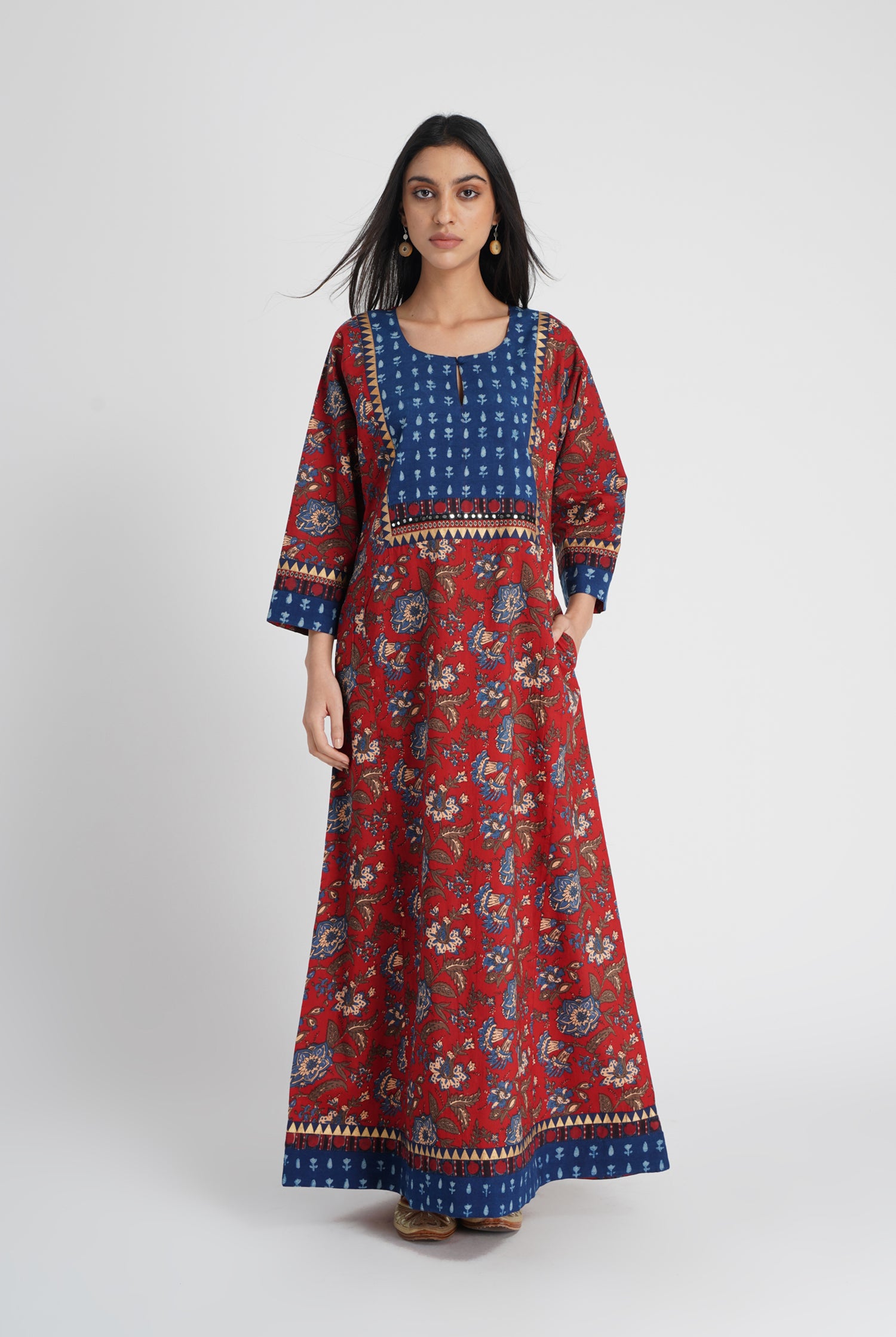 Yoke Caftan Maroon Indigo (8007576518955)