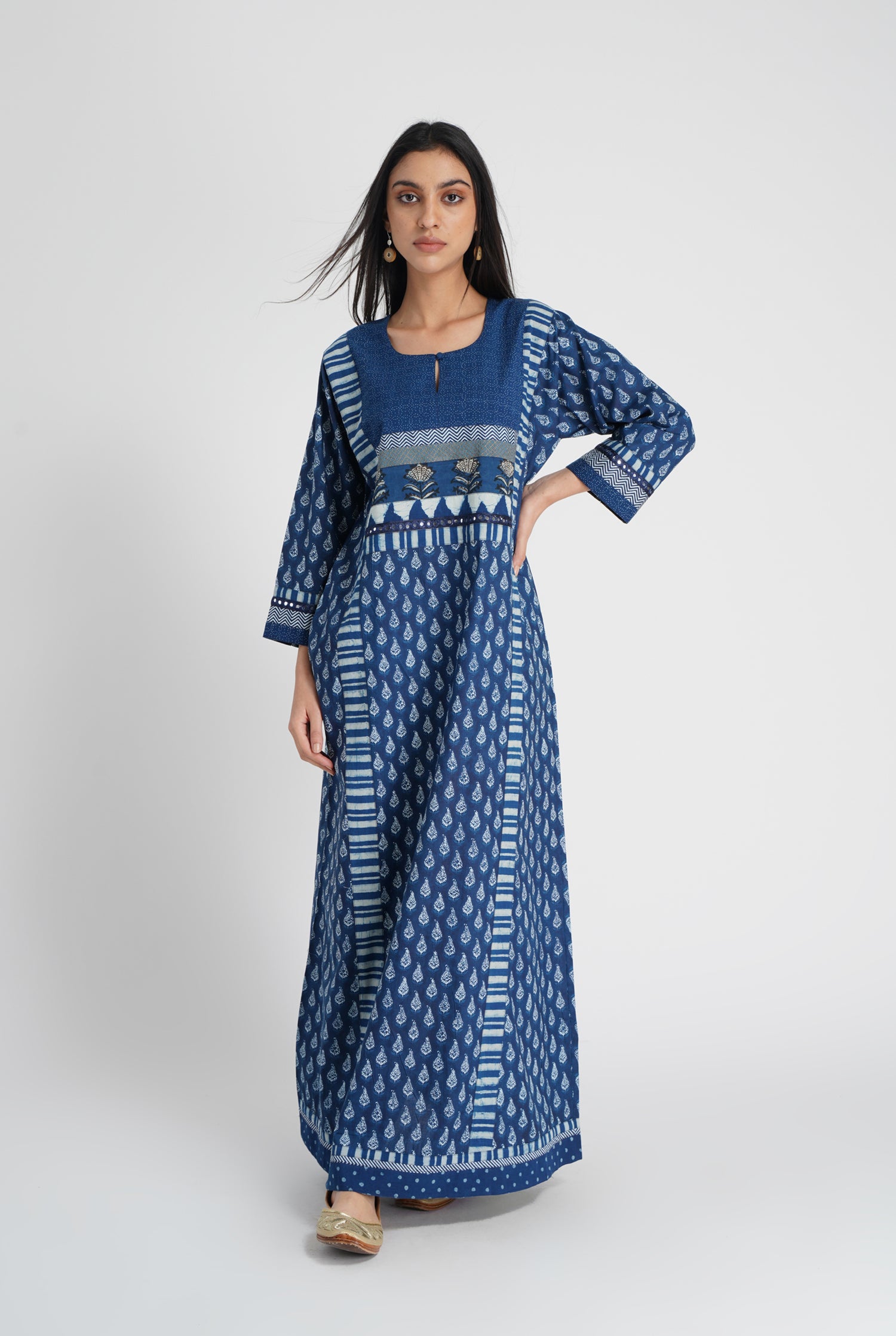 Afreen Caftan Indigo (8016308240683)