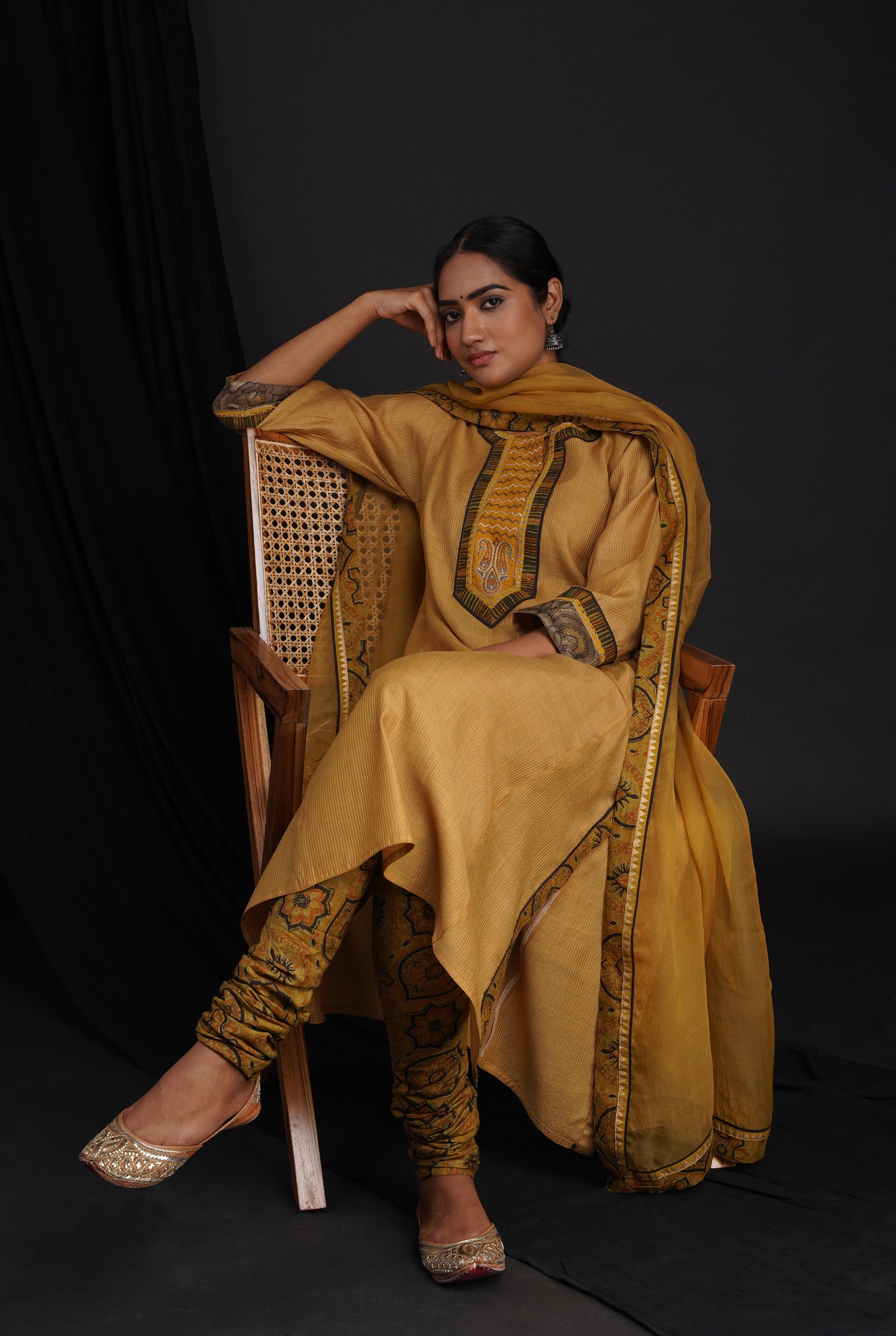Rozana Chiffon Dupatta Ochre Yellow (6815916949551)