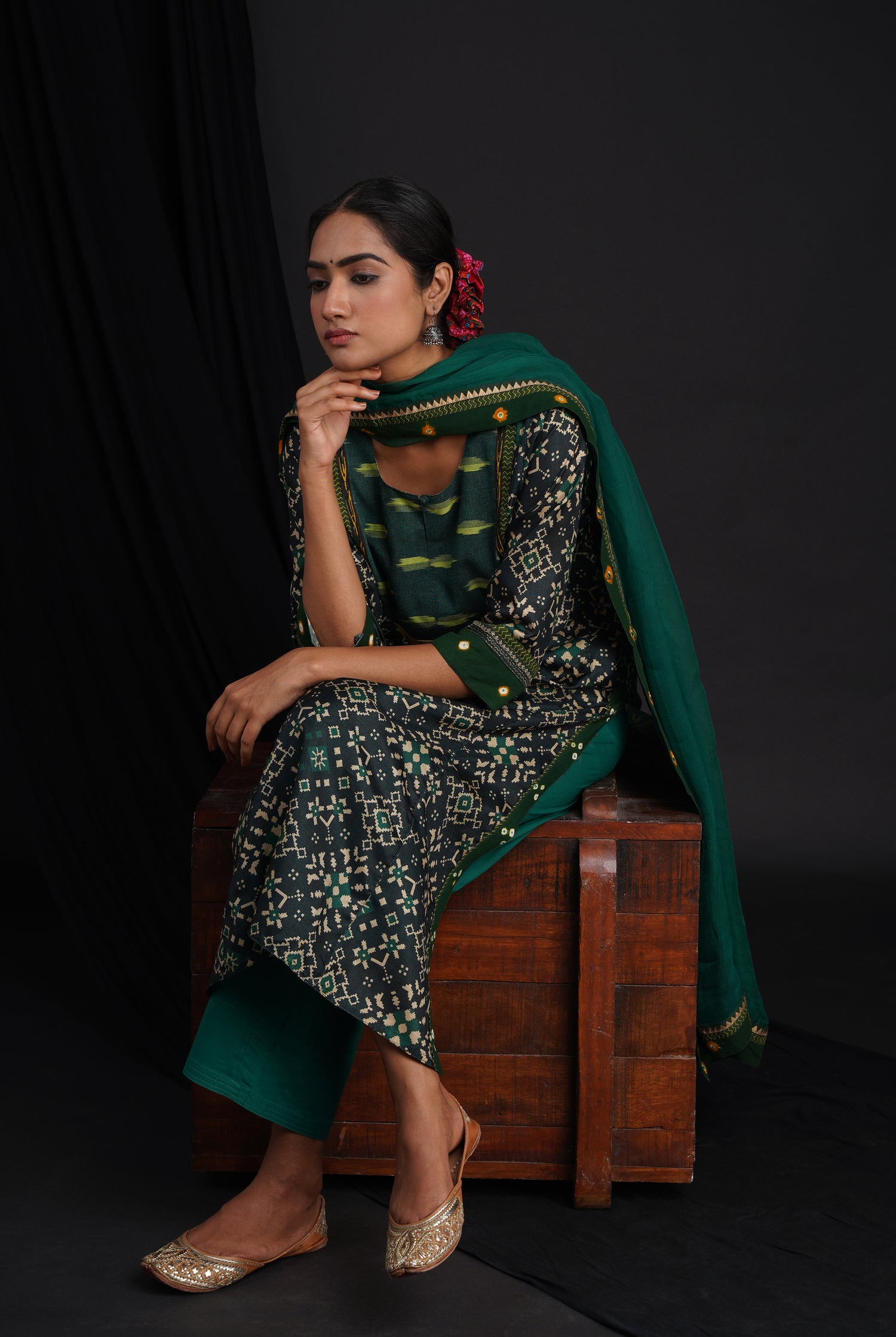 Rozana Chiffon Dupatta Bottle Green (6815928123439)