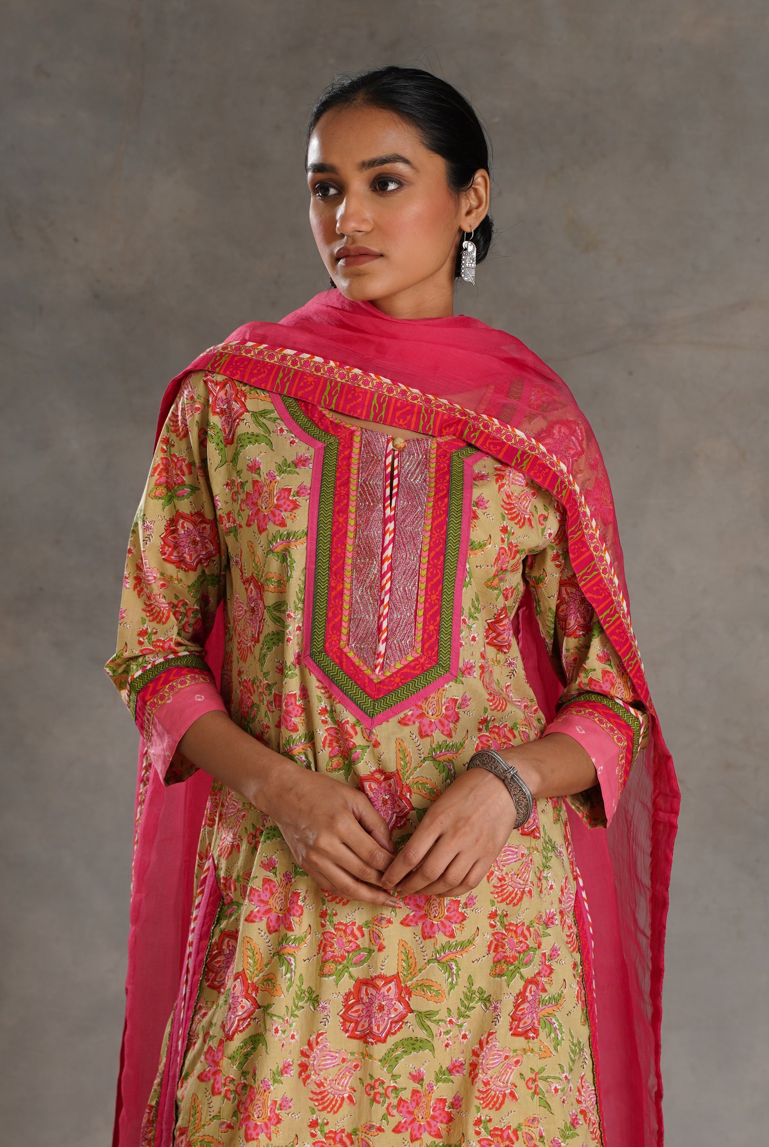 Anu Kurta Pista Green Peach Pink (7019872714799)