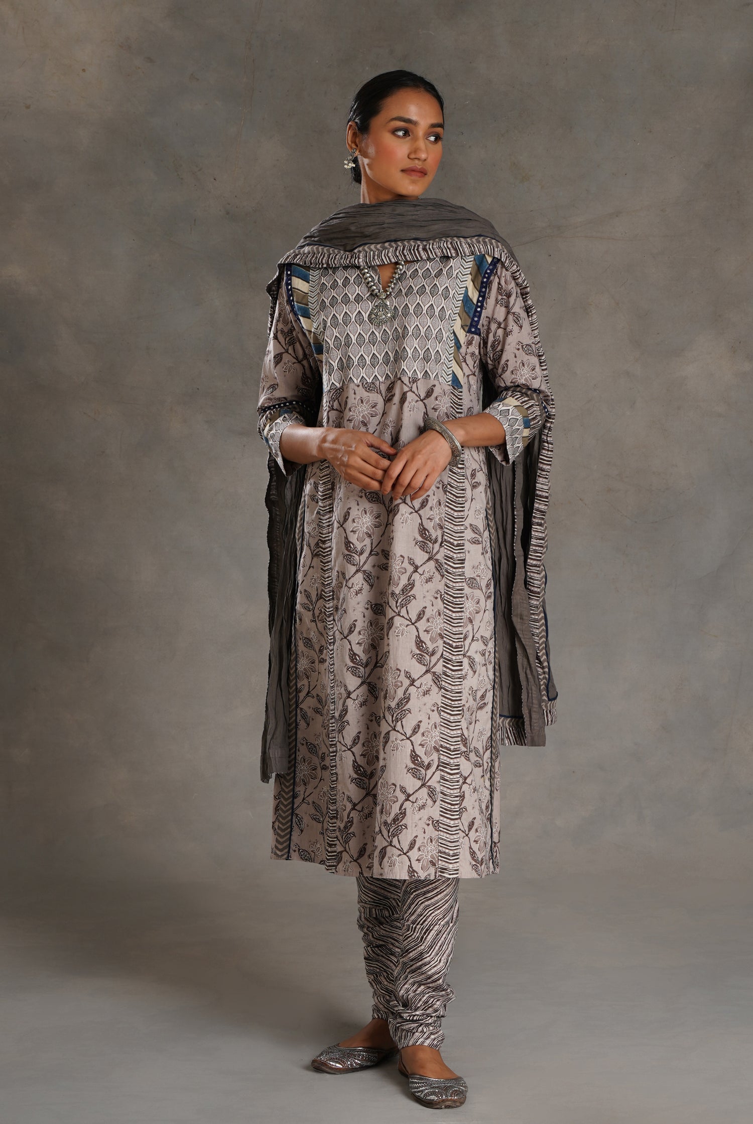 Rozana Cotton Dupatta Grey (7021115277359)
