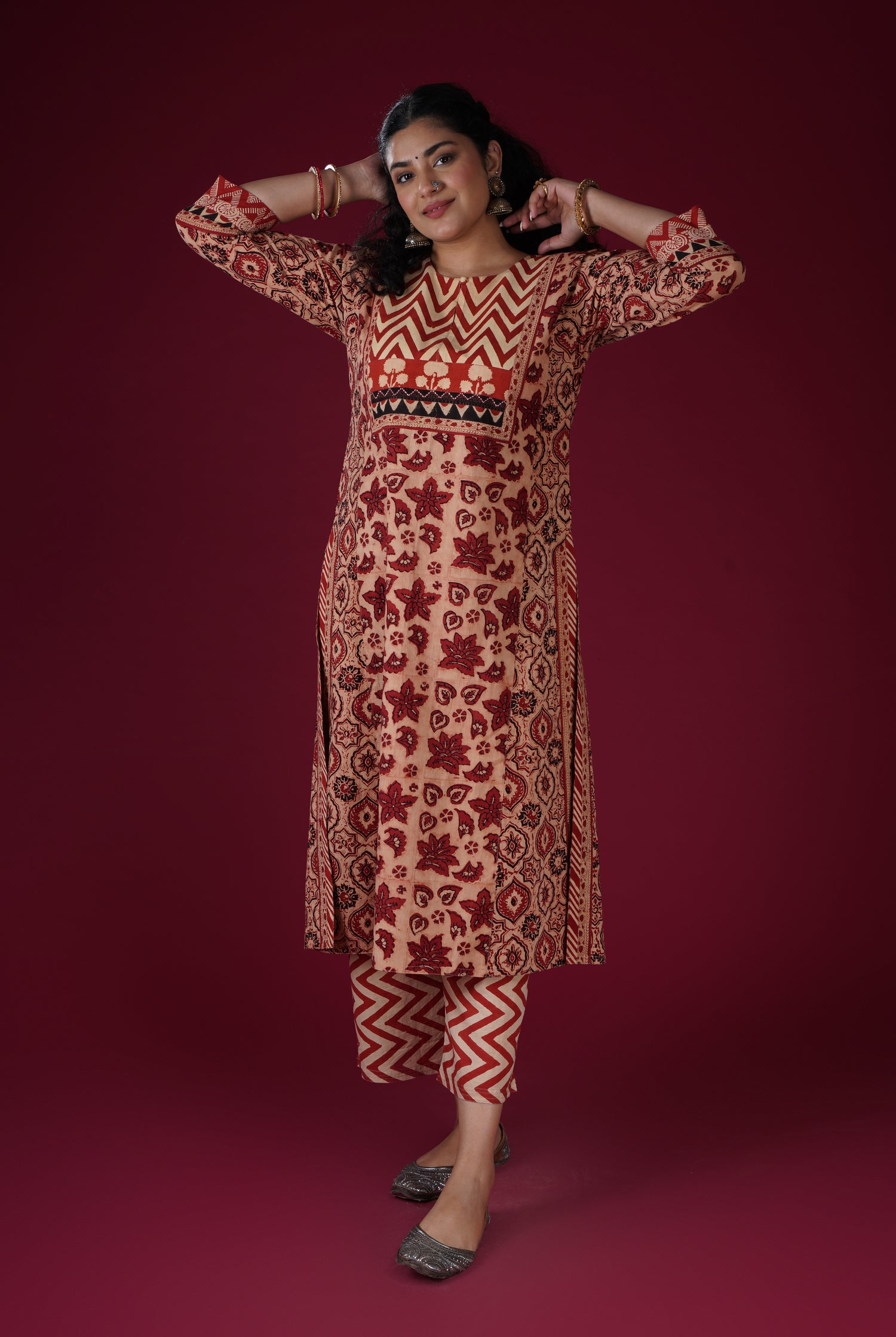 Rozana Pants Maroon Leher (6766036942895)