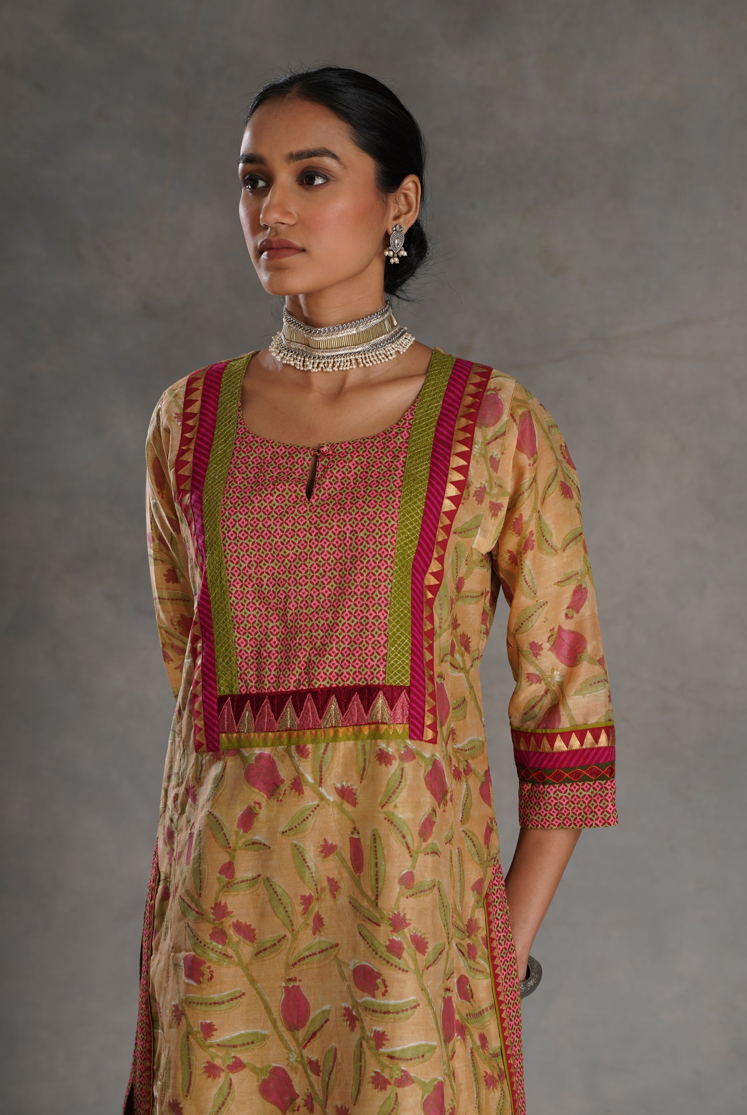 Yoke Kurta Beige Blush Pink (7019853414447)