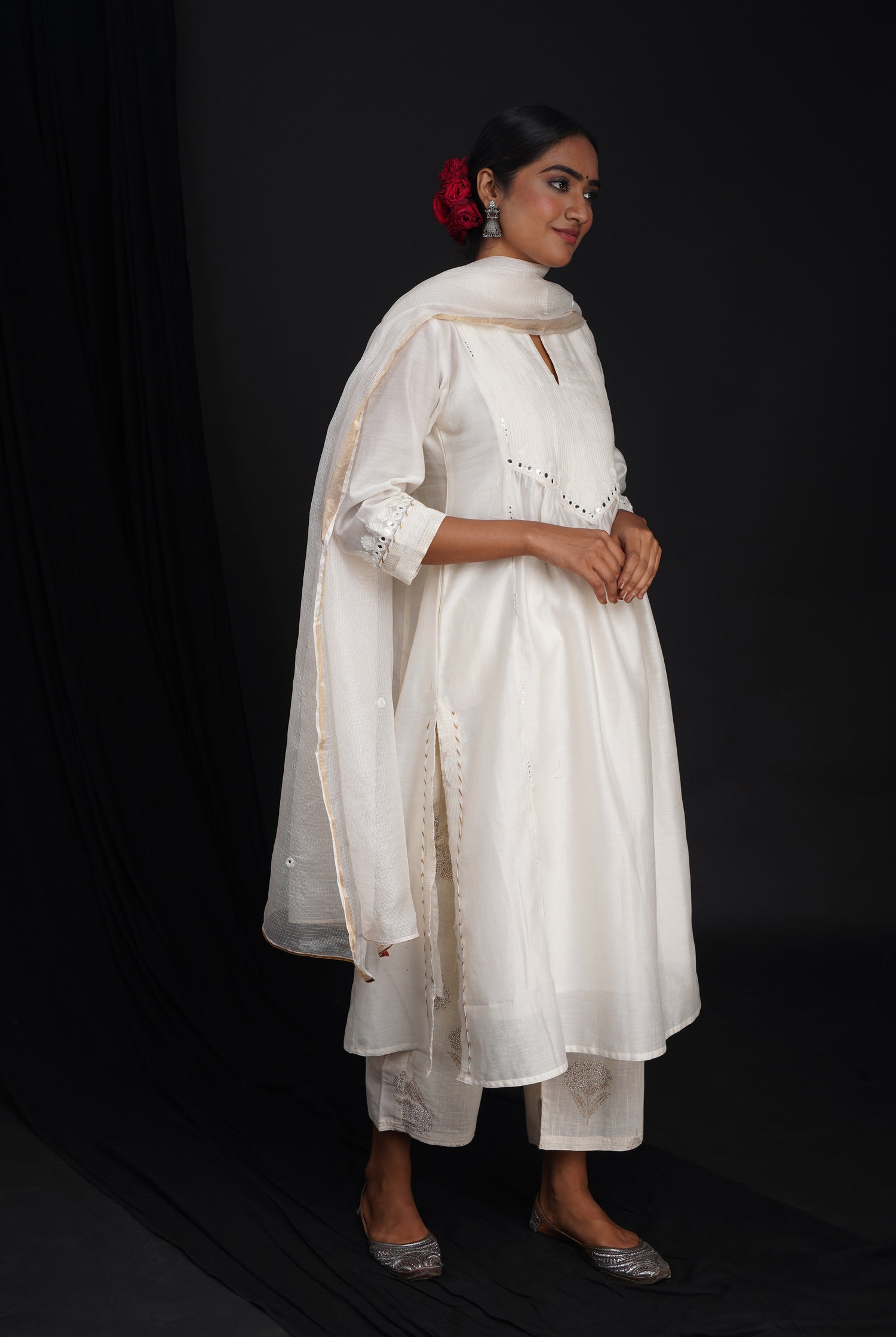 Rozana Chiffon Dupatta Cream (6815918620719)