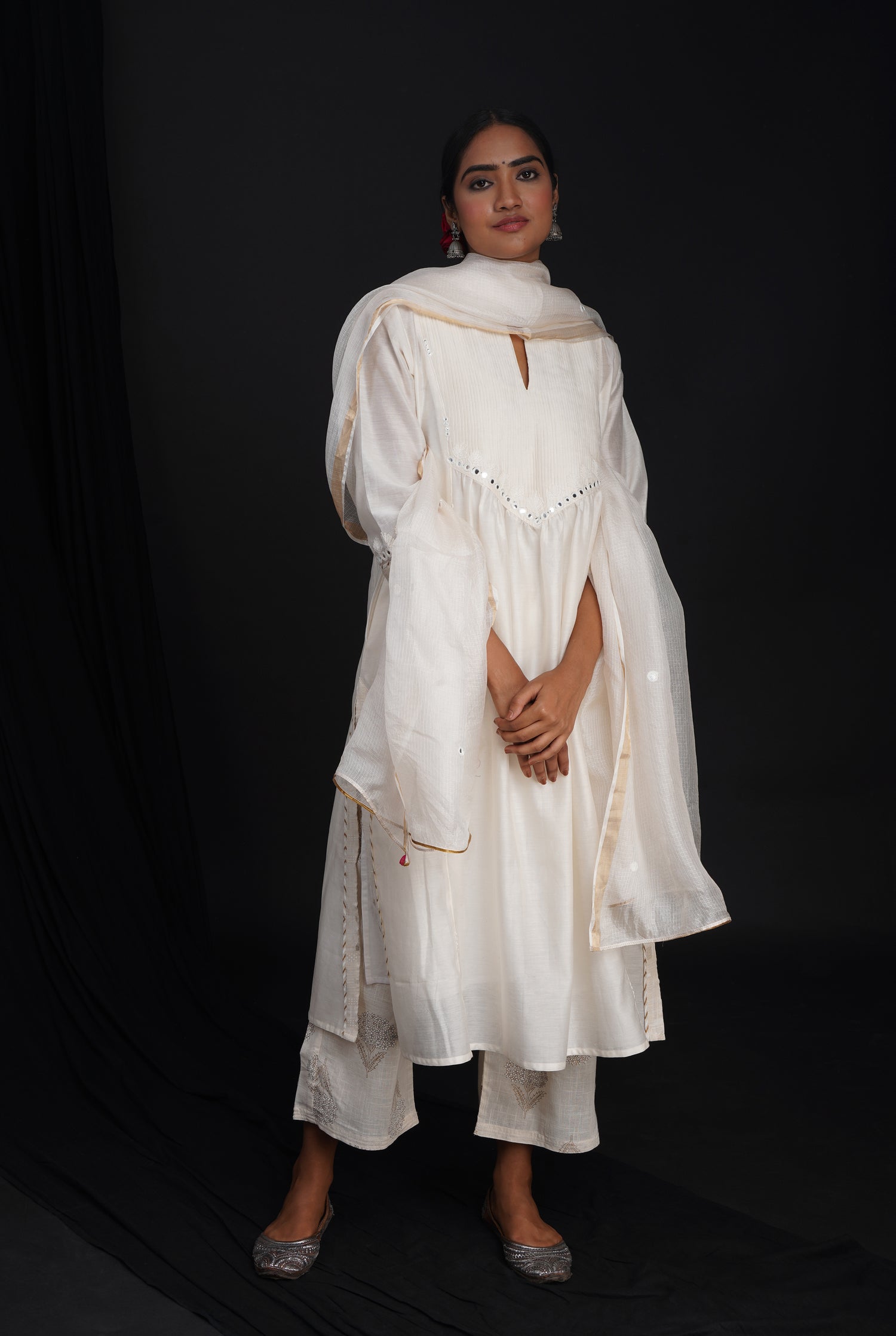 Rozana Chiffon Dupatta Cream (6815918620719)