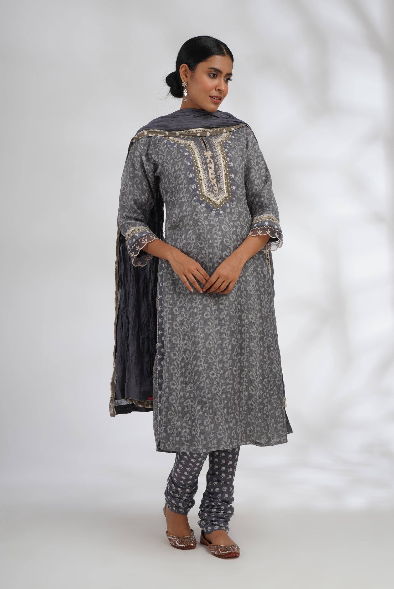 Rozana Cotton Dupatta Grey (7047306969135)