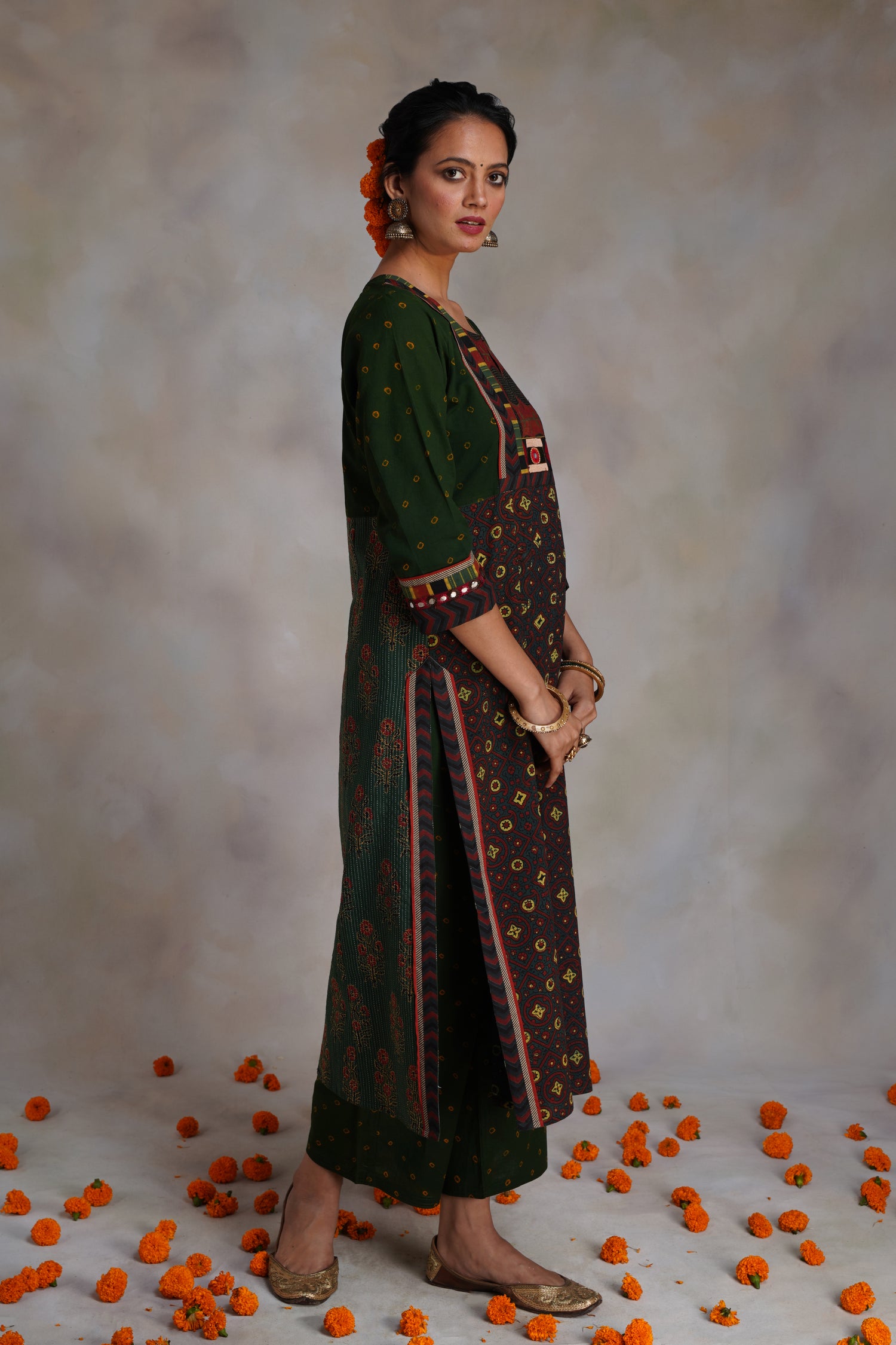 Rozana Pants Green Bandhej (6755822338095)