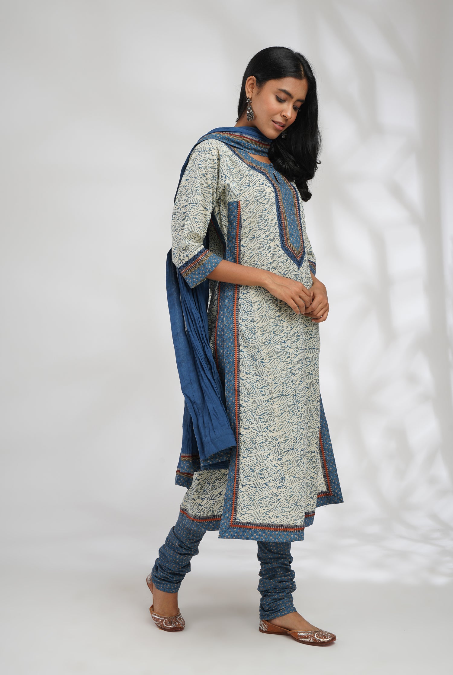 Rozana Cotton Dupatta Blue (7047309492271)