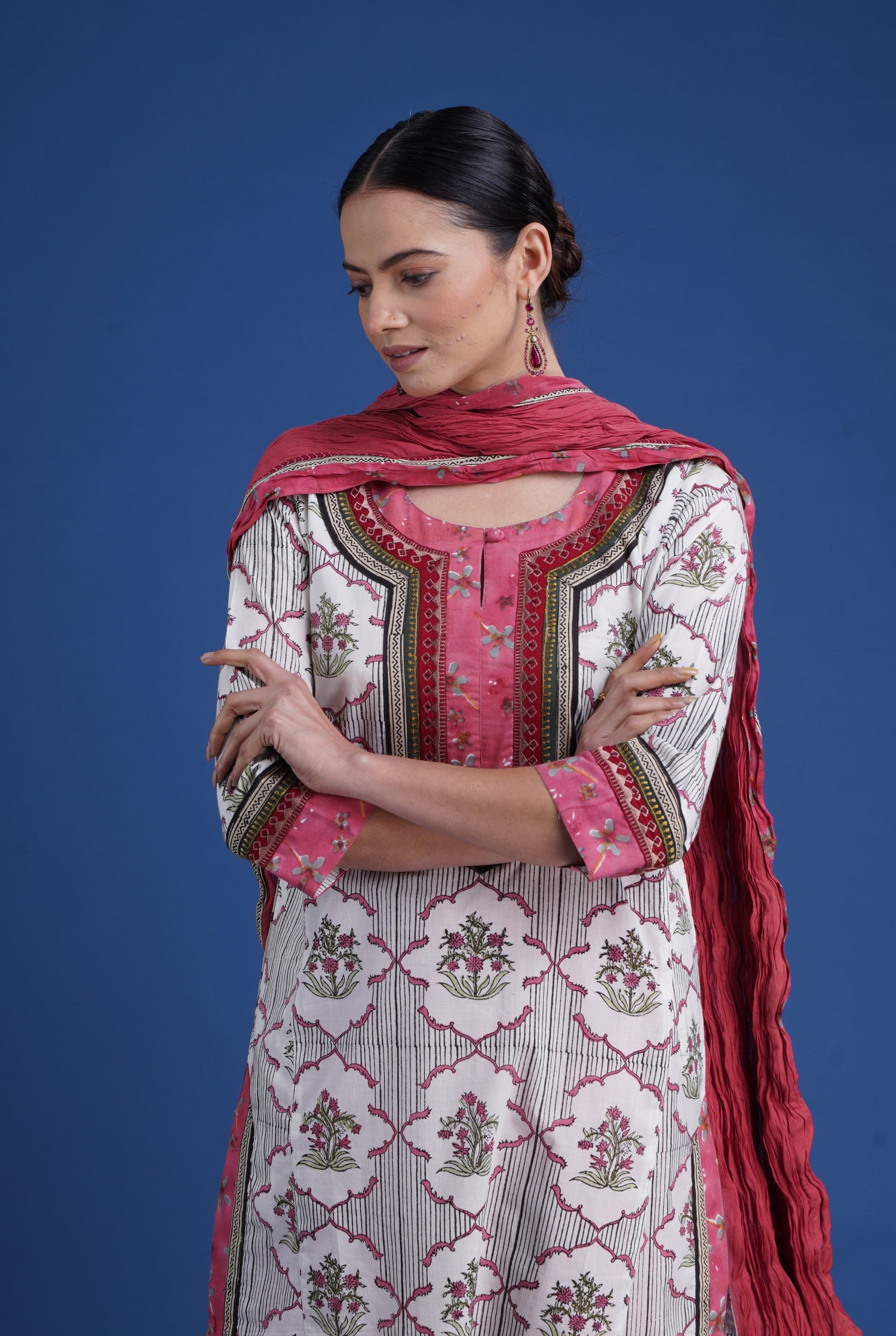 Rozana Cotton Crinkled Dupatta (8077625426219)