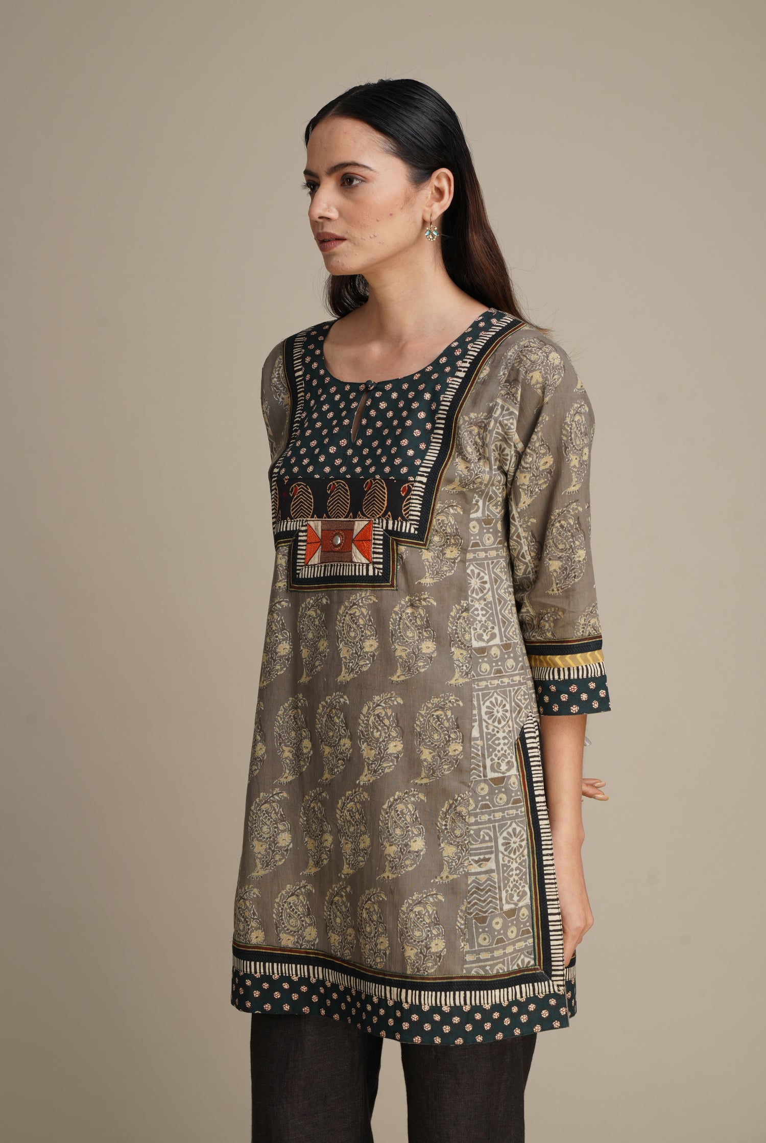 Yoke Kurti Cedar Bottle Green (8210596987179)