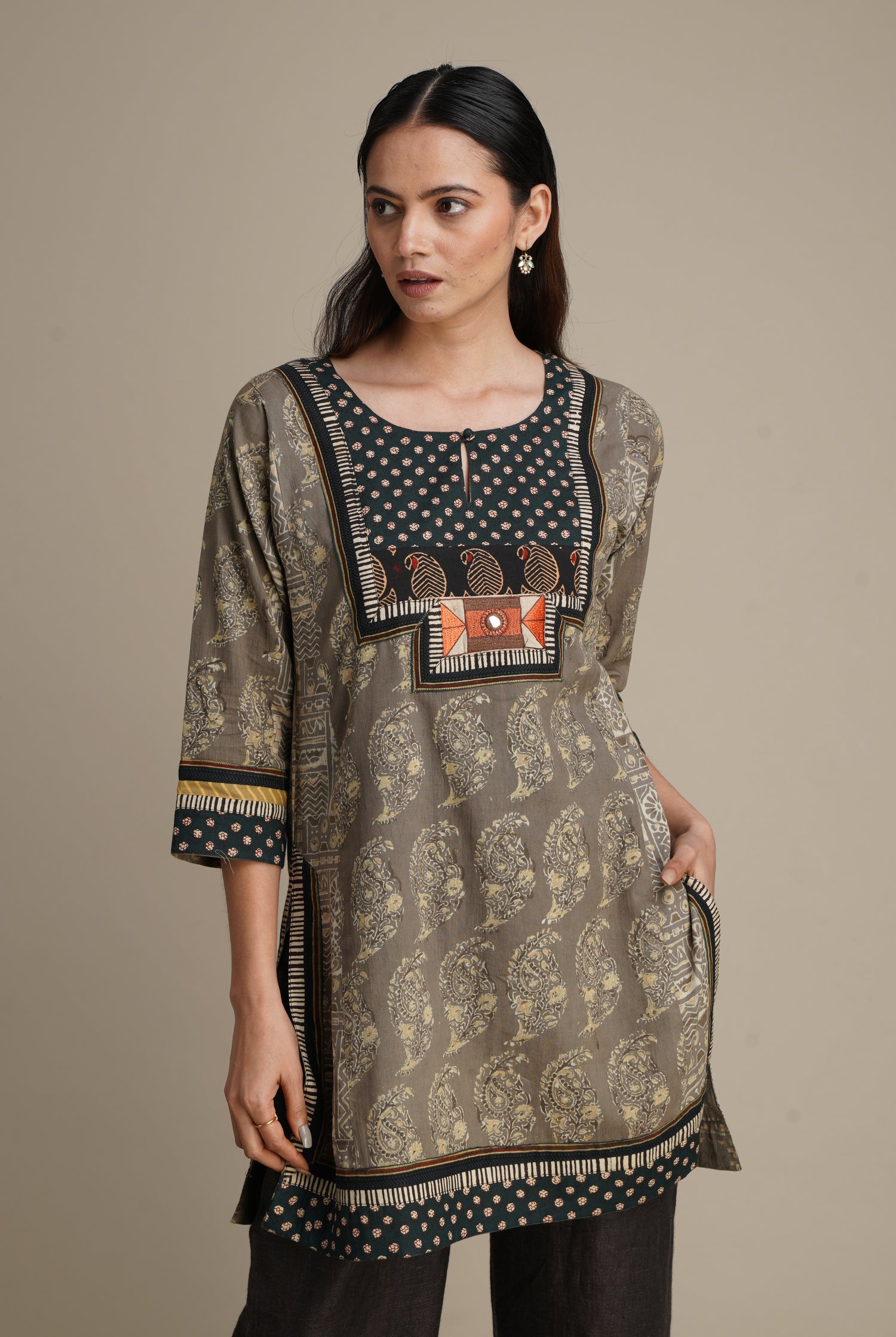 Yoke Kurti Cedar Bottle Green (8210596987179)