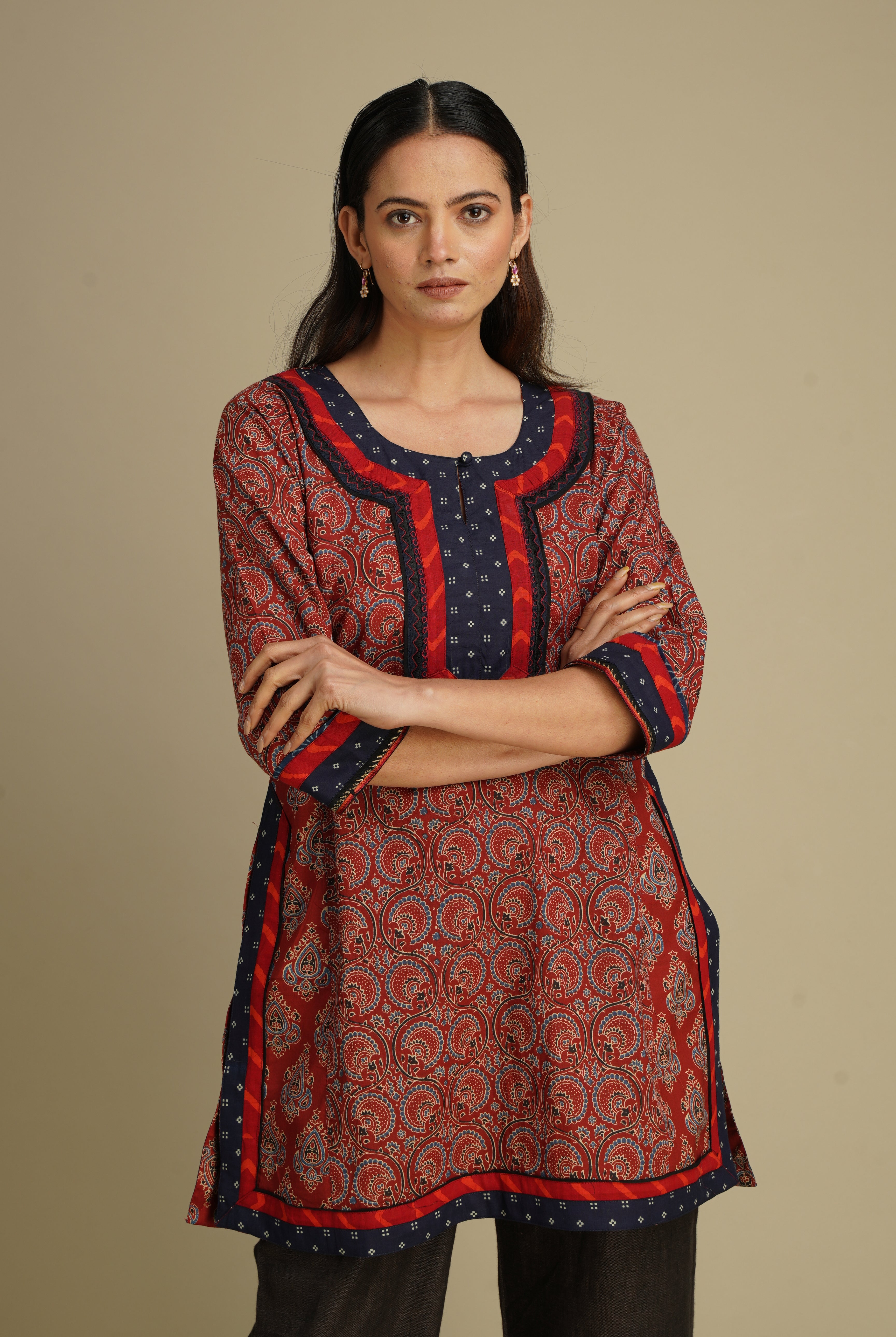 Rozana Kurti Maroon Indigo (8210599248171)