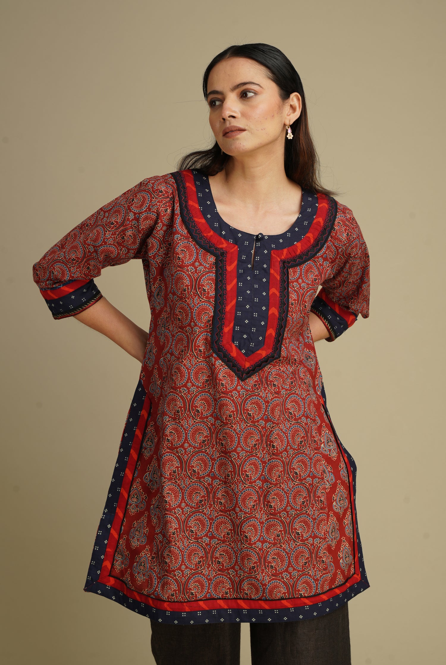 Rozana Kurti Maroon Indigo (8210599248171)