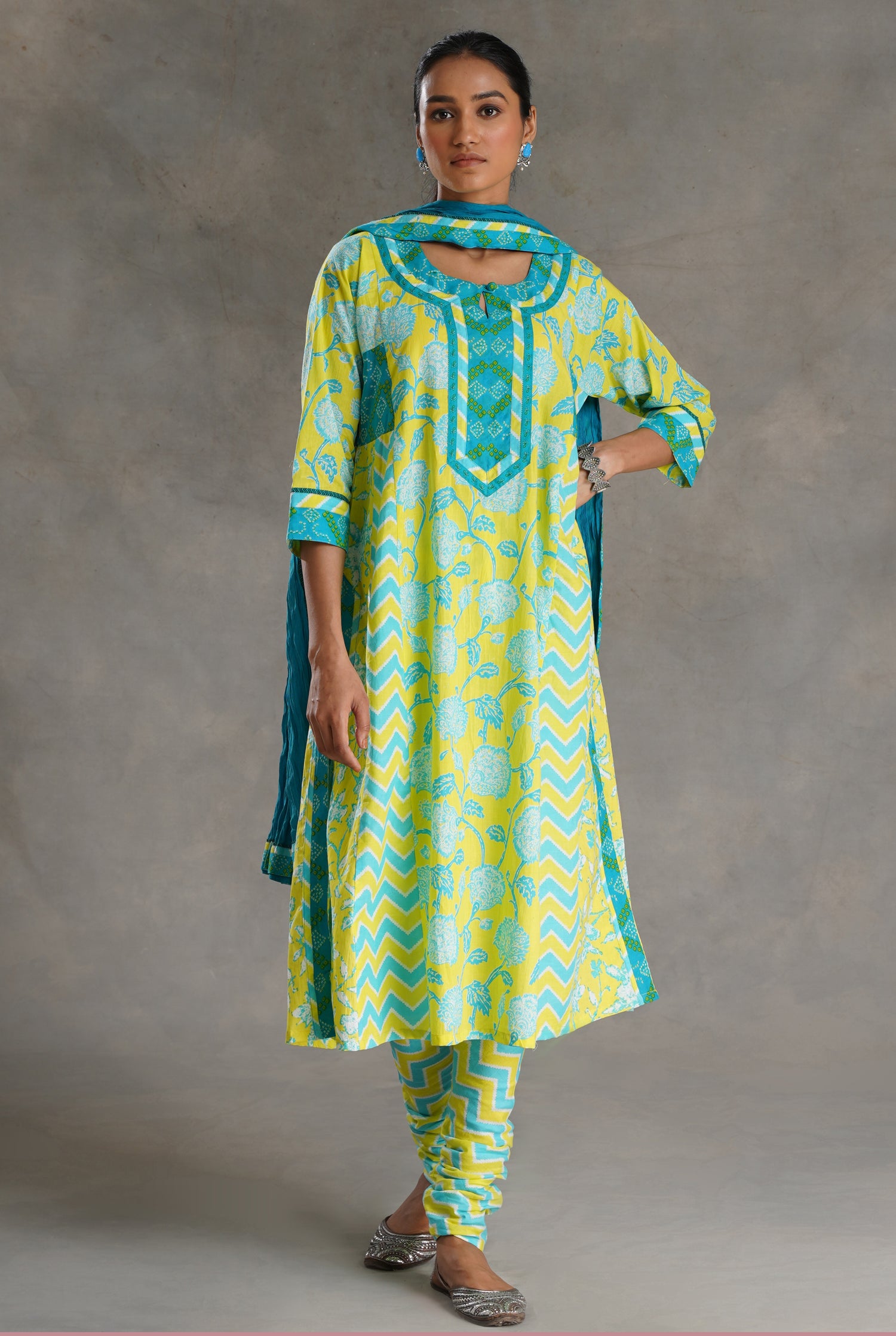 Rozana Cotton Dupatta Turquoise (7021102104623)