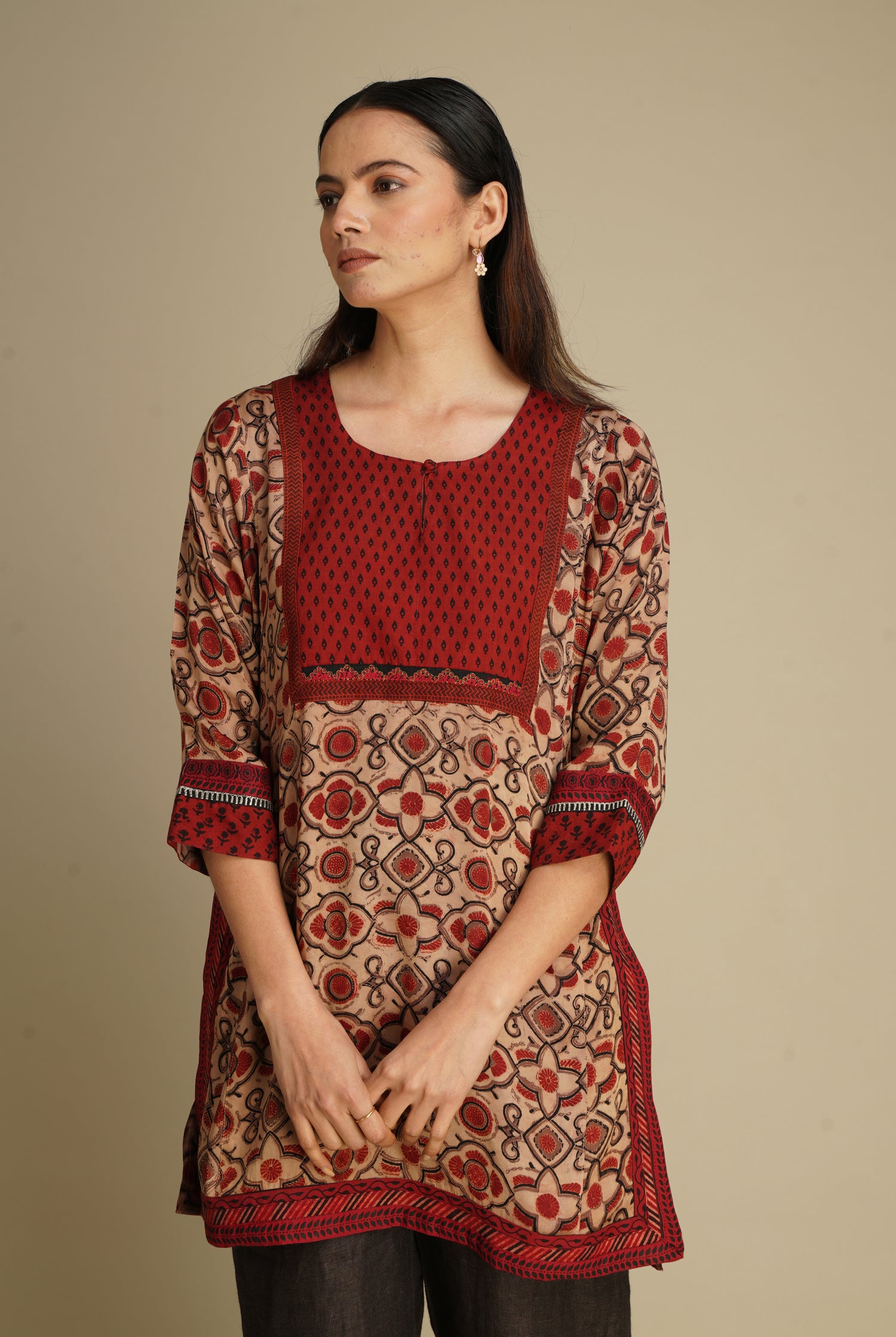 Yoke Kurti Coffee Rust Maroon (8210568315179)