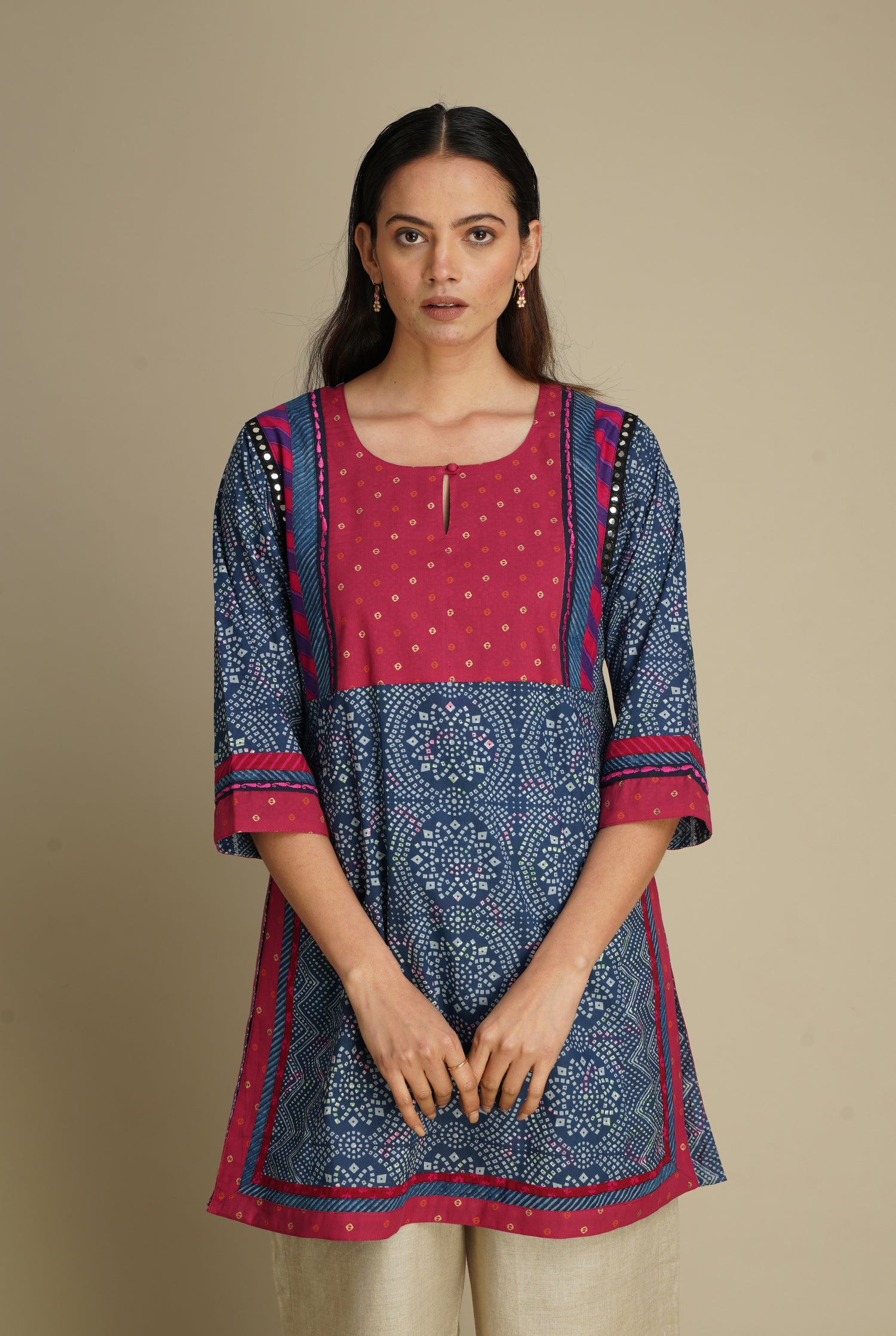 Kashi Kurti Indigo Pink Bandhani (8210602557739)