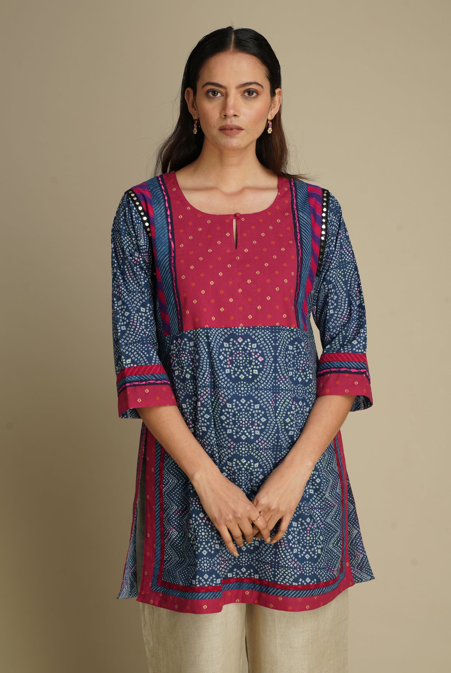 Kashi Kurti Indigo Pink Bandhani (8210602557739)