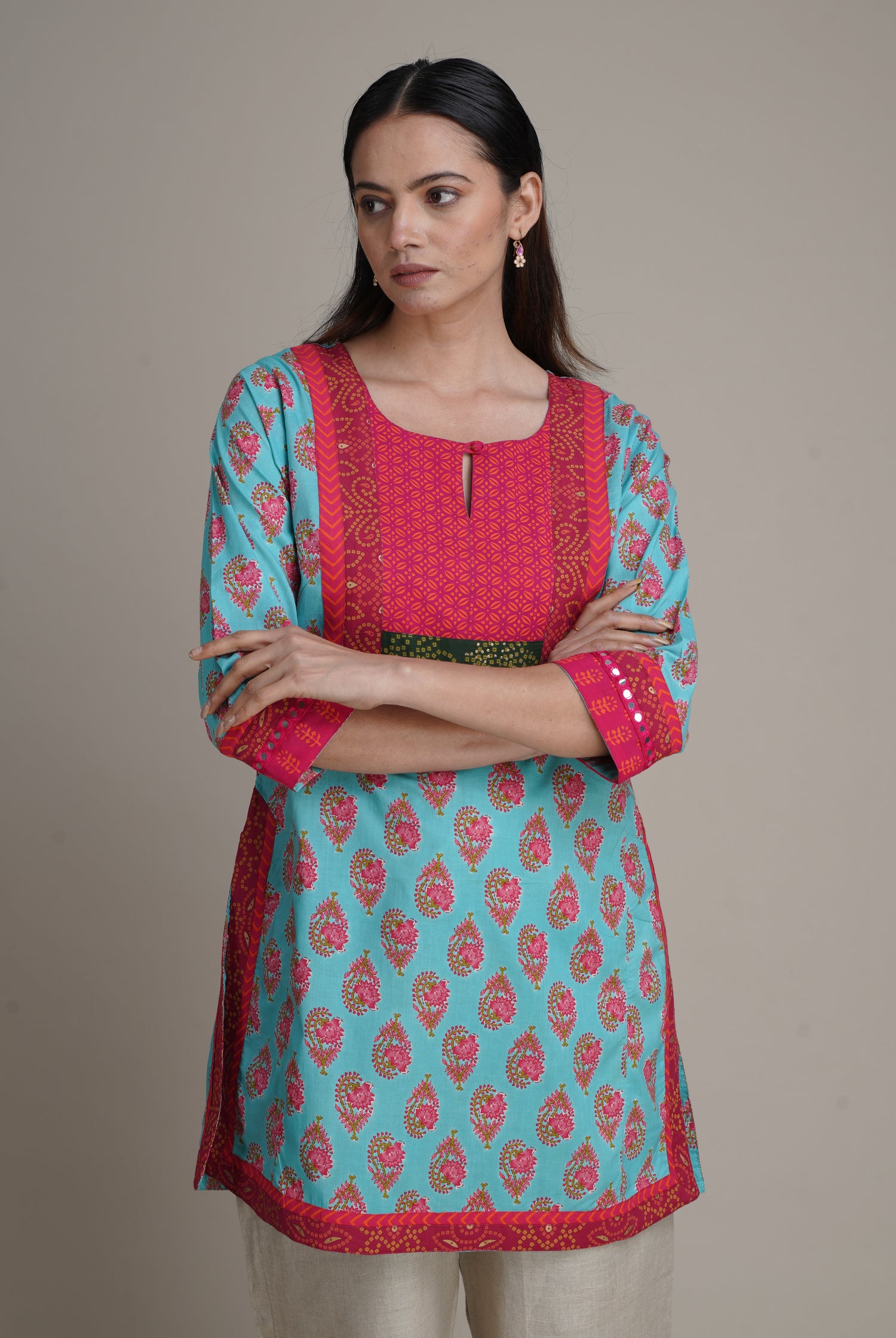 Yoke Kurti Aqua Pink (8210547048747)