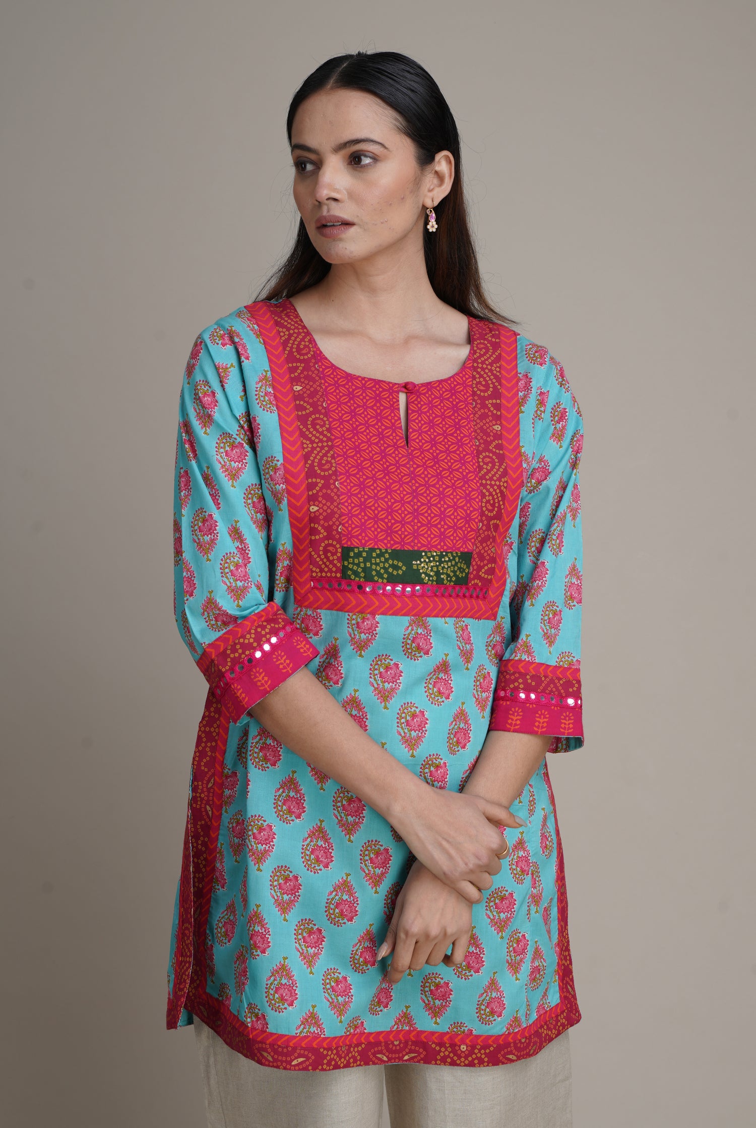 Yoke Kurti Aqua Pink (8210547048747)