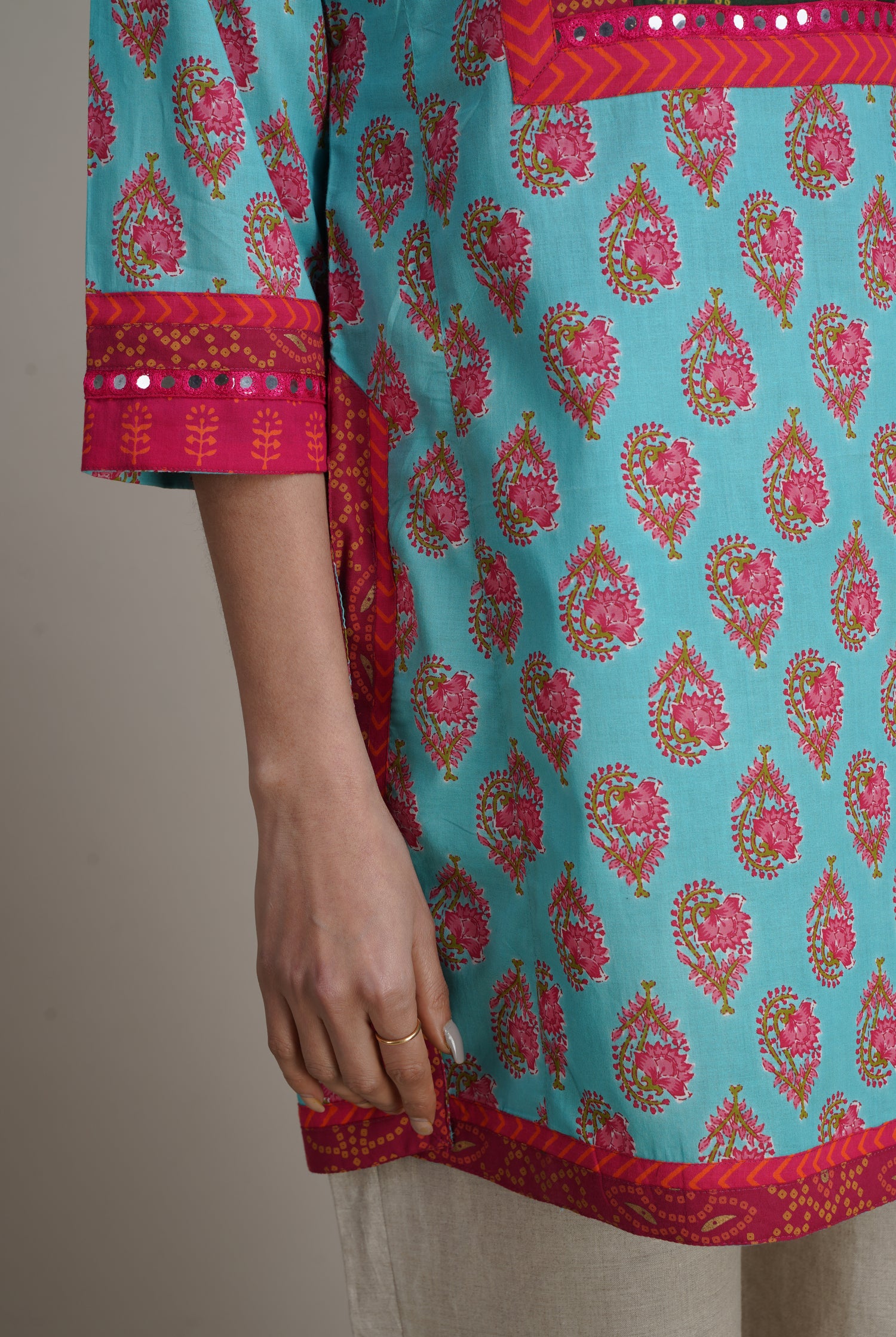 Yoke Kurti Aqua Pink (8210547048747)