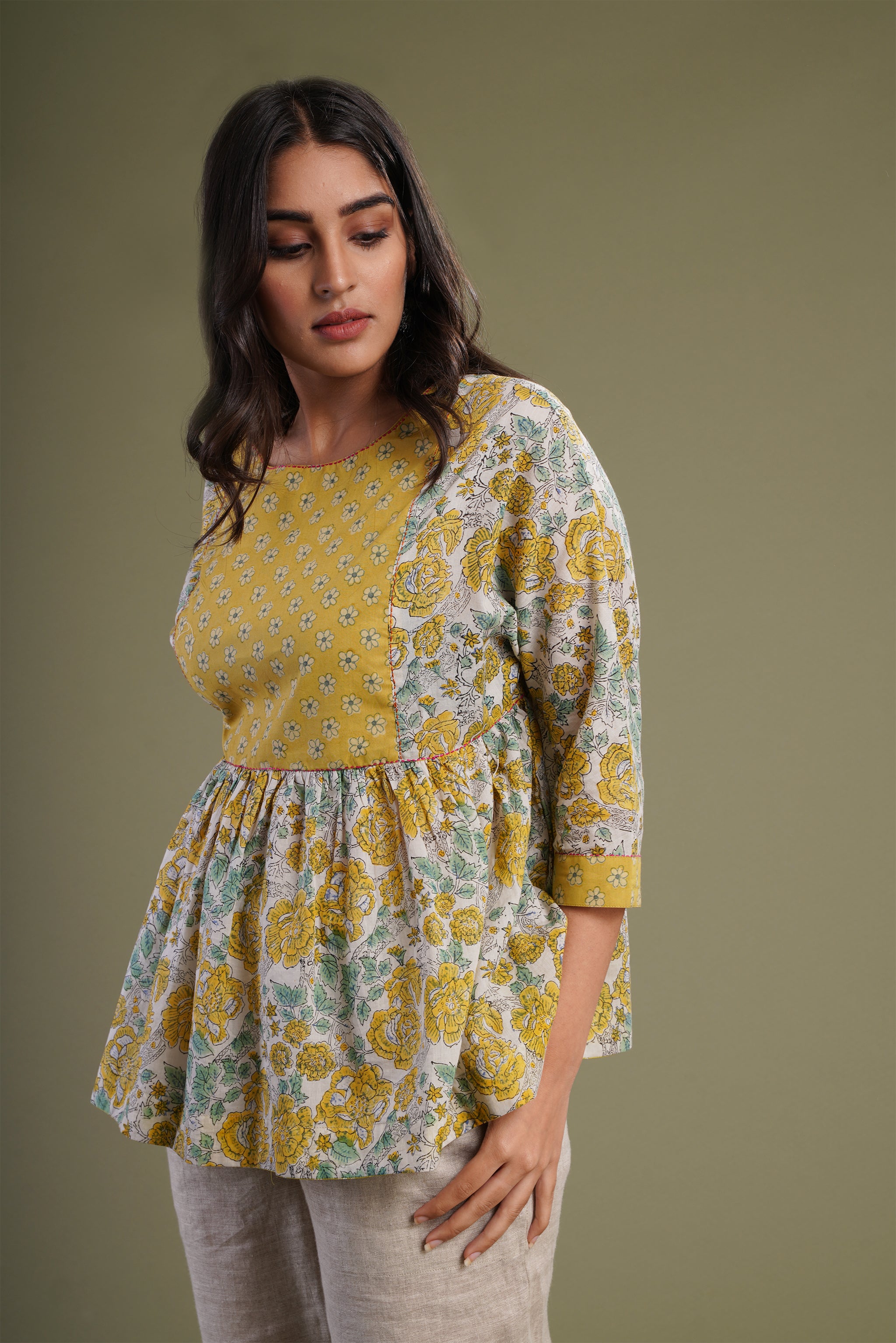 Off White Green Chunnat Kurti (960444563503)